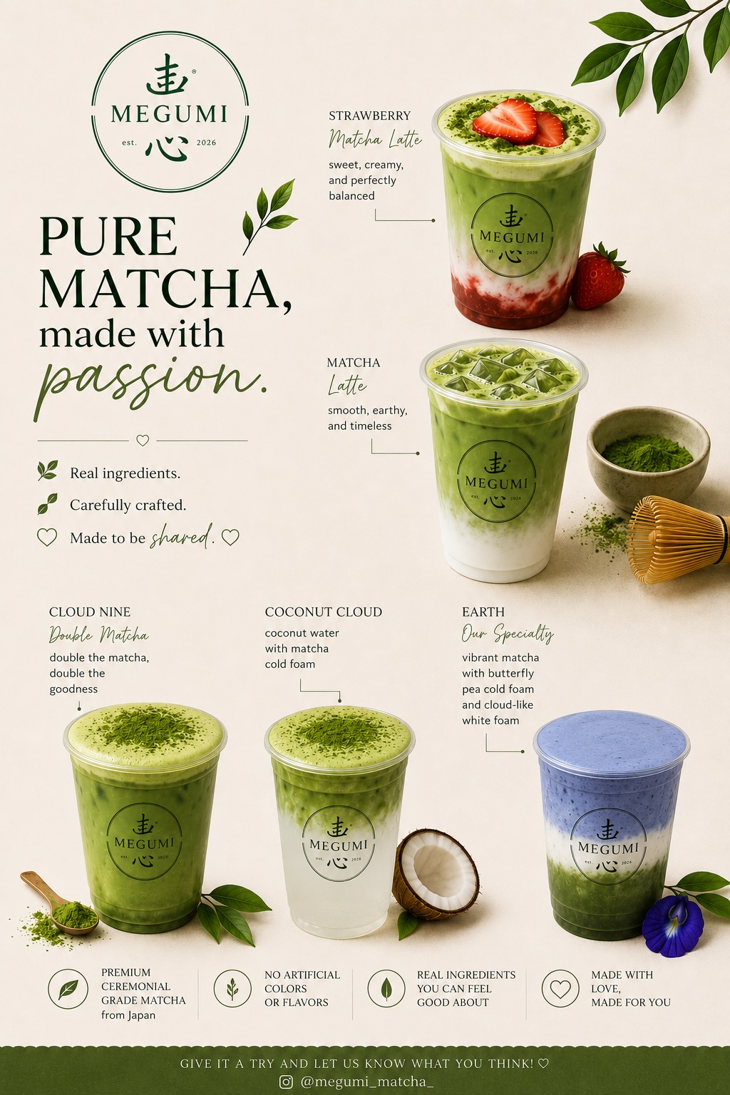Megumi matcha menu
